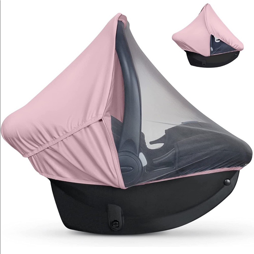 2-in-1 Car Seat Cover - Pink Baby Carseat Canopy
